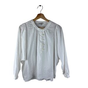 Alex Mill Lee Swiss dot Popover Long Sleeve Top White